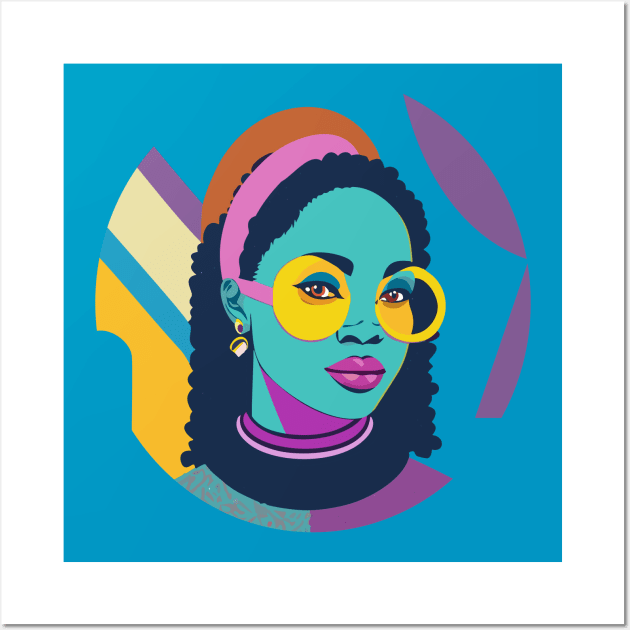 80s popart black girl, vibrant colors, face only Wall Art by goingplaces